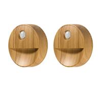Lot de 2 Appliques Murales Effet Bois 8cm Naturel