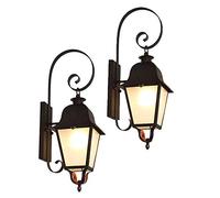 Lot de 2 Appliques murales extérieures, 1 lumière, Finition Noire, Style américain, Murs extérieurs rétro, entrée Principale, Balcon extérieur, Lampes lanternes d'ingénierie nostalgiques