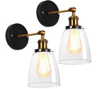 Lot de 2 Appliques Murales Intérieurs Lampes murales en Verre Industrielles
