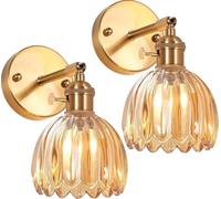 Lot de 2 Appliques Murales Intérieurs Lampes murales en Verre Industrielles