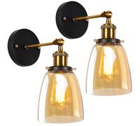Lot de 2 Appliques Murales Intérieurs Lampes murales en Verre Industrielles | Plafonnier Luminair E27 Rétro Abat Jour Mural Vintages Éclairage de plafond pour Cuisine Salle à Manger Salon Chambre