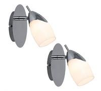 Lot de 2 appliques murales LED Applique murale, ajustable, métal argenté laqué verre satiné, G9 3 watts 210 lumens, couloir salon cage d'escalier