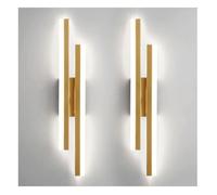 Lot de 2 appliques murales LED modernes, 16 W, dorées, 3 températures de couleur, 3000 K/4000 K/6500 K, adaptées à la chambre