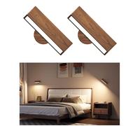 Lot de 2 appliques murales LED rechargeables bois USB-C 4000mAh, gradation tactile 10-100% et rotation 360°
