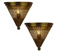 Lot de 2 appliques murales orientales « Firas » dorées aspect vieilli | métal, applique murale, décoration murale