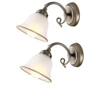 Lot de 2 appliques murales Salon Chambre Verre Éclairage de lecture satiné Ancien laiton Lampes de parquet