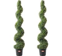 Lot de 2 arbres topiaires artificiels en buis de 1,5 m, décoration UV pour l'intérieur/l'extérieur