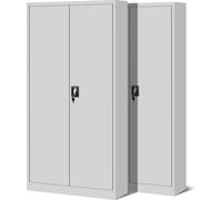 Lot de 2 armoires à dossiers C001H Armoire de bureau Armoire métallique Armoire en acier Armoire à outils Tôle d'acier Revêtement par poudre Armoire à portes battantes Verrouillable 195 cm x 90 cm x 4