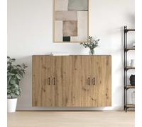 Lot de 2 armoires murales en bois blanc, armoire suspendue durable pour chambre à coucher et salon, élégante armoire murale avec beaucoup d'espace de rangement pour les pièces de vie, avec portes