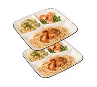 Lot de 2 assiettes carrées divisées de 24 cm pour s et adultes assiettes à dîner en porcelaine passent au 25.3x22x3cm ASSIETTE