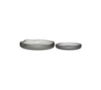 Lot de 2 assiettes en verre gris fumé, plates, unies, rondes - Hübsch, Bow - Ø23x4 cm