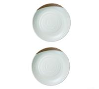 Lot de 2 assiettes plates en mélamine mouchetées rondes de 21 cm à texture spirale peu profondes, bols à salade rétro marron crème pour la maison et le restaurant