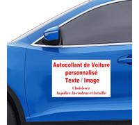 Lot de 2 Autocollant Voiture Personnalisé avec Fond Uni - Sticker Vinyle sur Mesure avec Logo ou Texte - Étanche, Autocollant pour Voiture, Camionnette, Remorque, Vitre
