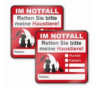 Lot de 2 autocollants de sauvetage pour animaux de compagnie 8 x 8 cm En cas d'urgence veuillez sauver mes animaux de compagnie I à remplir Pour porte de maison réfrigérateur et voiture hin_666