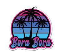 Lot de 2 autocollants en vinyle Bora Bora 10 cm - Polynésie Française Palmiers Vol Drapeau Ville Voyage Location Autocollant Scrapbook #83585