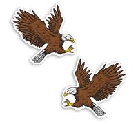 Lot de 2 autocollants en vinyle Motif aigle chauve 10 cm