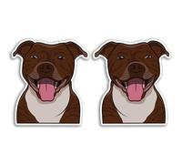 Lot de 2 autocollants en vinyle Motif chien Staffordshire Bull Terrier Brindle Staffordshire Bull Terrier Chiot Animal Pet Staffie Bagages Décor Scrapbook Autocollant #81094