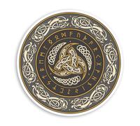 Lot de 2 autocollants en vinyle Odin triple corne Rune Symbole 10 cm - Autocollant celtique doré #70868