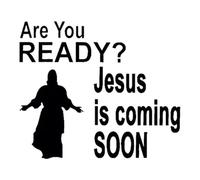 Lot de 2 autocollants en vinyle pour voiture « Are You Ready ? Jesus is Coming Soon » - 14 x 12 cm - Autocollants imperméables sur le thème de la foi pour voitures, ordinateurs portables, motos