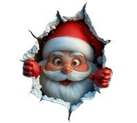 Lot De 2 Autocollants Muraux Brise- En Forme De Père,3D Wall-Breaking Santa Claus Wall Stickers, Autocollants Muraux De, 27,9 X 25,4 Cm, Renne Amovible, Fournitures De Fête Mignonnes De Dessin Animé