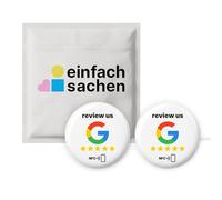 Lot de 2 autocollants NFC Review us pour les avis Google - Flexible et utilisable plusieurs fois - Époxy de 3 cm de diamètre - Outil de rétroaction sans contact pour clients et événements
