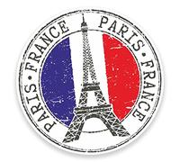 Lot de 2 autocollants Paris Tour Eiffel France Autocollant voiture ordinateur portable Voyage Étiquette de bagage #9271 (10 cm de large x 10 cm de haut) Multi