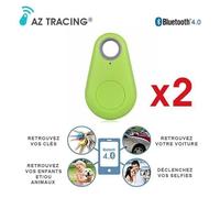 Lot de 2 AZ TRACING® Localisateur Traceur Porte-Clés Connecté Anti-Perte et Déclencheur Photo à Distance - Couleur Vert