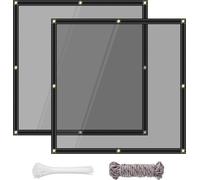 Lot de 2 bâches en PVC - Bâche de protection semi-transparente pour fenêtres - 3 x 3 m - Imperméable - Résistante aux UV - Anti-poussière - Œillets en laiton - Blanche