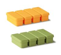 Lot de 2 bacs à glaçons en silicone avec couvercle, 1/2 tasse, cubes de soupe avec couvercle, petits récipients de stockage pour la préparation des repas, le congélateur, les aliments, les jus, les