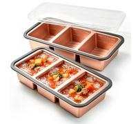 Lot de 2 bacs à glaçons en silicone avec couvercle, sans BPA, empilables, pour soupe, bouillon, sauce, glaçons (3 grilles)