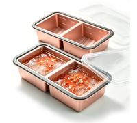 Lot de 2 bacs à glaçons en silicone avec couvercle, sans BPA, empilables, pour soupe, bouillon, sauce, glaçons (2 grilles)