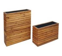 Lot de 2 bacs à plantes MENDLER HWC-L21 en bois d'acacia certifié MVG marron G