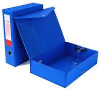 Lot de 2 bacs de rangement A4, profondeur : 88 mm, bacs de rangement A4, bacs de rangement à fermeture à ressort, bacs à documents en plastique pour le bureau, l'école ou les archives, bleu