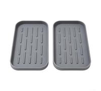 Lot de 2 Bacs d'Égouttement en Silicone pour Éponge - Organiseur de Rangement Cuisine avec pour bord Rehaussé - Tapis de Séchage Vaisselle 25x13cm(Gray)
