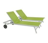 Bain de soleil en aluminium et textilène [ ]Bella[ ] - Phoenix - Vert - Lot de 2