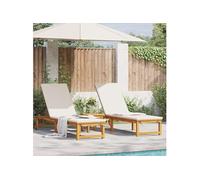 Lot de 2 bain de soleil GENERIQUE en acacia non pliable
