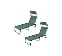 Lot De 2 Bains De Soleil Avec Parasol Et Coussin - Thé Vert Vert