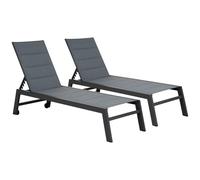 Lot de 2 Bains de Soleil Barbados - Aluminium + Textilène - Gris Anthracite