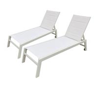 Lot De 2 Bains De Soleil Barbados En Textilène Blanc - Aluminium Blanc Blanc