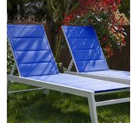 Lot De 2 Bains De Soleil Barbados En Textilène Bleu - Aluminium Blanc Bleu