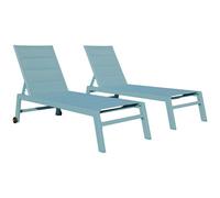 Lot De 2 Bains De Soleil Barbados En Textilène Bleu Clair - Aluminium Bleu Clair Bleu