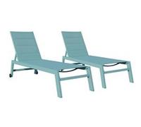 Lot de 2 bains de soleil BARBADOS en textilène bleu clair - aluminium bleu clair Bleu clair G