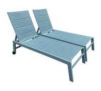 Lot de 2 bains de soleil barbados en textilène et aluminium bleu clair