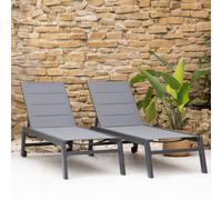 Lot de 2 bains de soleil barbados en textilène gris - alu anthracite