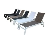 Lot De 2 Bains De Soleil Barbados En Textilène Gris - Aluminium Blanc Gris
