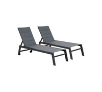 Lot de 2 bains de soleil BARBADOS en textilène gris - aluminium gris anthracite