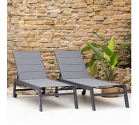 Lot de 2 bains de soleil BARBADOS en textilène gris - aluminium gris anthracite
