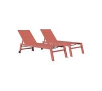Lot de 2 bains de soleil BARBADOS en textilène terracotta - aluminium terracotta