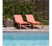 Lot de 2 bains de soleil BARBADOS en textilène terracotta - aluminium terracotta