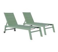 Lot de 2 bains de soleil BARBADOS en textilène vert sauge - aluminium vert sauge Vert sauge G